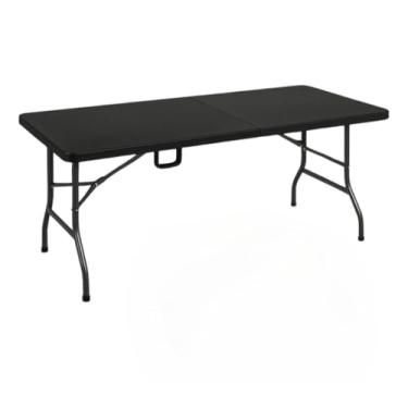 Imagem de Mesa Dobrável Reforçada Maleta Portatil Camping Praia 1,80m (Preta)