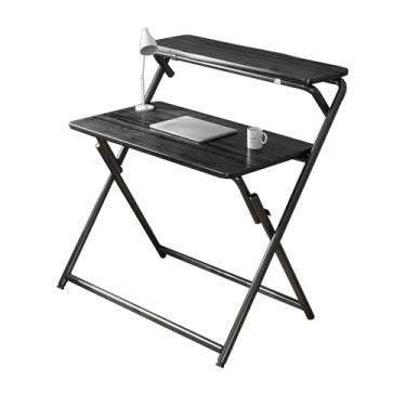 Imagem de Mesa dobrável portátil, mesa de computador com prateleira, sem instalação, estrutura compacta, pernas de mesa de aço carbono anti-beliscão, computador, jogos, escrita e escritório em casa B