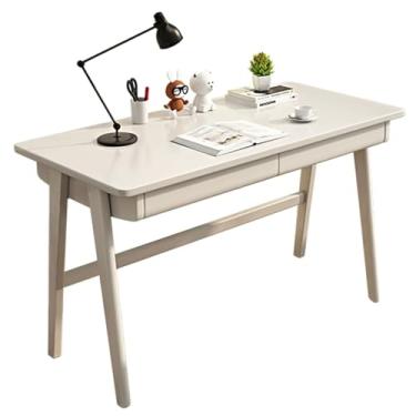 Imagem de HGTRH Mesa de madeira maciça com 2 gavetas, mesa de trabalho para computador mesa de estudo escrita mesa de escritório em casa mesa para PC 60 cm mesa virilha mesa de madeira maciça pernas de montagem