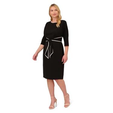 Imagem de Adrianna Papell Vestido feminino com laço de crepe, Preto, marfim, 25 Plus Size