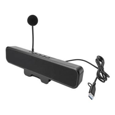 Imagem de Jectse Alto-falante de Computador Com Microfone Removível, Alto-falantes USB Plug and Play para PC de Mesa Com Braçadeira de Mola para Monitor, Controle de Volume e Mudo de Uma Tecla,