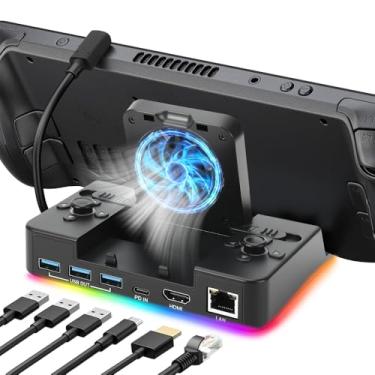 Imagem de Steam Deck, Base Steam Deck, Base USB C 6 em 1 com HDMI 4K UHD, Ethernet de 100 Mbps, 3 USB 2.0, para Steam Deck/para ROG Ally/para Legion Go/para MSI Claw/para Nitro Deck/para Steam Deck OLED