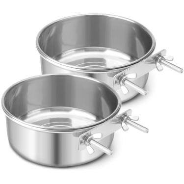 Imagem de Copo de Alimento e Água Aço Inoxidável para Pets Alimentação Cães Gatos Coelhos Pássaros Pequenos Animais Acessório Gaio