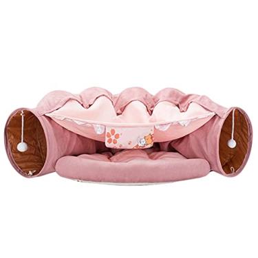 Imagem de Túnel de Cama para Gato Confortável Plegável com Pelúcia Coelhos Gatitos Filhotes Cachorro
