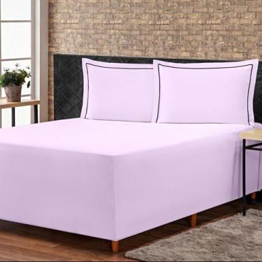 Imagem de Jogo de Lençol p/ Cama Box Complet Lilás Casal 03 Peças - Percal 140 F