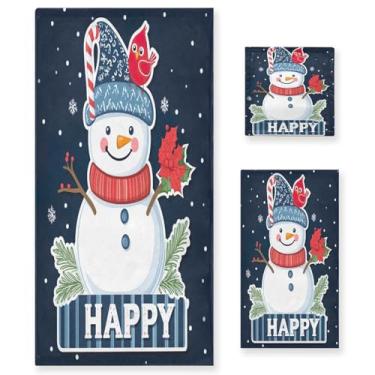 Imagem de Wassud Conjunto de 3 toalhas de banho de pássaro cardeal vermelho boneco de neve de Natal, toalhas super macias e absorventes para banheiro, toalhas de banho de secagem rápida, toalha de banho para