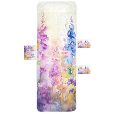 Imagem de STAYTOP Capa de toalha de cadeira de salão de flores silvestres com pintura aquática, capa de espreguiçadeira macia, capas de cadeira de praia com bolsos para jardim ao ar livre, pátio, pátio, banhos