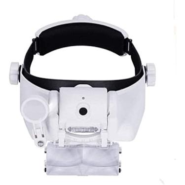 Imagem de uhyOHF Lupa de faixa de cabeça, lupa iluminada para montagem na cabeça, 15 x USB recarregável, lupa de manutenção para leitura com 3 luzes de LED para leitura de joias Lo(