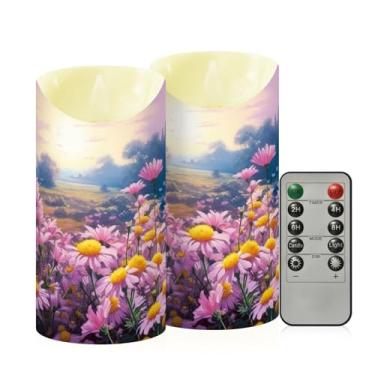 Imagem de Wassud Borboletas no campo de flores velas sem chama com controle remoto, velas realistas cintilantes com temporizador, velas decorativas para Natal, casamento, festa, decoração de casa média