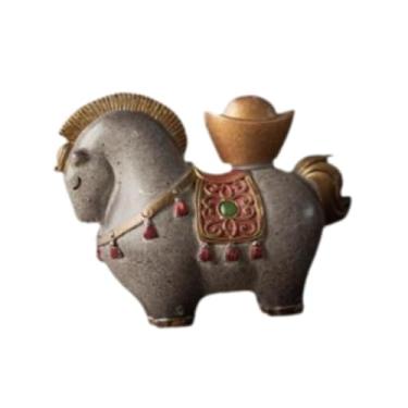 Imagem de XLWLLNJ Estátua de Cavalo para Decoração de Mesa, Arte em Resina, Arte para Chá, Animal de Estimação, Estatueta Feng Shui para Escritório, Lareira, a