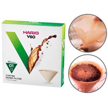 Imagem de 40 Filtros para Coador Hario V60 01 Filtros de Papel Natural Originais