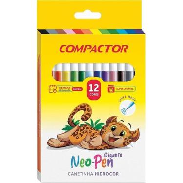Imagem de Caneta Hidrográfica Compactor Neo-Pen 12 Cores Multicor Ponta Redonda