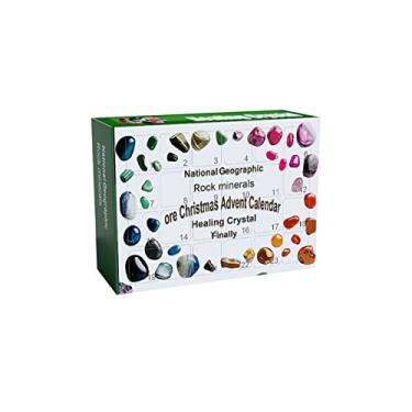Imagem de Calendário de Advento Cristal Contagem Regressiva 24 Dias com Coleção Minérios Caixa Presente Cristais para Crianças Ferramenta Educacional Aprendizagem Minerais Decoração Reutilizável