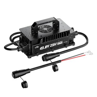 Imagem de LiTime Carregador de bateria de lítio IP65 à prova d'água 43,8 V 25A para bateria de lítio LiFePO4 de 36 V (38,4 V), amplas aplicações para carrinho de golfe, RV, motor de pesca de 36 V