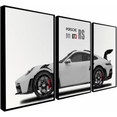 Imagem de Quadro Decorativo Carro Esportivo porsh luxo moderno Sala Quarto Com Moldura e vidro (Madeira, 60x80)