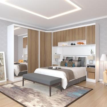 Imagem de Quarto De Canto Casal Com Guarda Roupas Com Espelho E Mesas De Cabeceira Alpes Luciane Móveis Bran