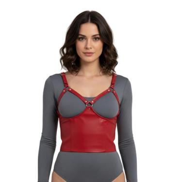 Imagem de Mini corselet vazado CP006 Couro Legítimo - Blood Art, Vermelho, M