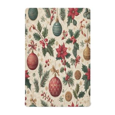 Imagem de Qilmy Lençóis de berço de Natal com folhas de abeto, macio, respirável e elástico, lençol com elástico para meninos e meninas, miniberço, 99 cm x 68,5 cm, capa de colchão infantil portátil