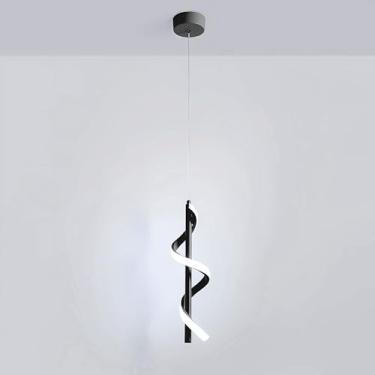 Imagem de Luminária de parede LED para interiores, 40 cm, 12 W, preta, moderna e elegante, luz branca 6000 K, design criativo com linhas em espiral, ideal para quarto, sala de estar, corredor e hall d