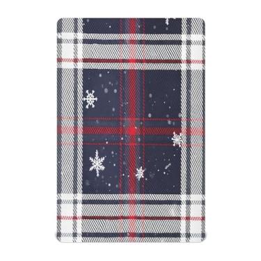 Imagem de JUZIHAI Lençol de berço 99 x 68,5 cm, xadrez de Natal, macio, respirável, elástico para meninos e meninas, lençol de brincar para berço padrão e cama de criança pequena