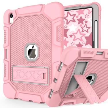 Imagem de Rantice Capa para iPad de 11 polegadas (A16) 11ª geração 2025 / iPad 10ª geração 11 polegadas, capa protetora resistente à prova de choque para iPad com suporte e porta-lápis, ouro rosa + cinza
