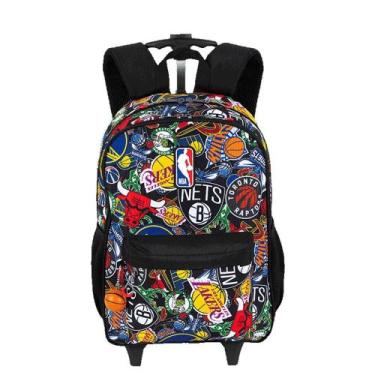 Imagem de Mochila Sestini com Rodinhas NBA Begins Logos Preto