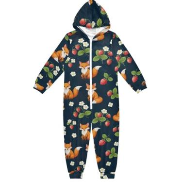 Imagem de Lindo macacão infantil de raposas laranjas, moletom com capuz macio, peça única, para crianças, meninas, meninos de 5 a 6 anos, Lindas raposas laranja, 9-11 Years