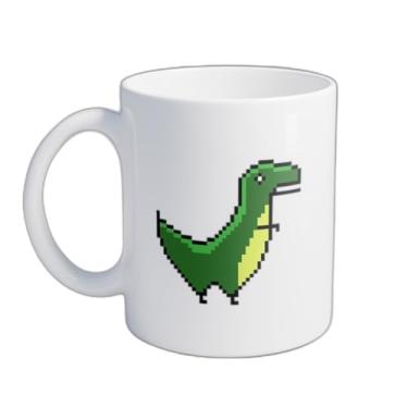 Imagem de Caneca Xícara de Café Porcelana 300ml Estilo Retro Dinossauro Ícones Pixel