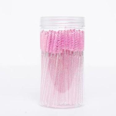Imagem de 100 varinhas de rímel descartáveis/escova de sobrancelha de cristal para extensões de cílios/pincéis de cílios com recipiente
