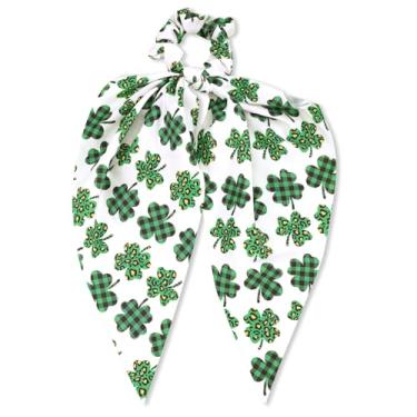 Imagem de Laços de cabelo trevo dia de São Patrício elásticos para mulheres adolescentes meninas folha da sorte trevo verde laço de cabelo fita irlandesa laços de cabelo acessórios de cabelo presentes