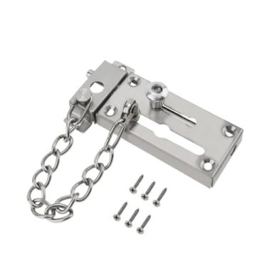 Imagem de Corrente de aço inoxidável, corrente de trinco de porta, corrente de porta, kit de corrente de fácil instalação, ferragens domésticas para armários, cercas, alojamento de viagem, portas residenciais