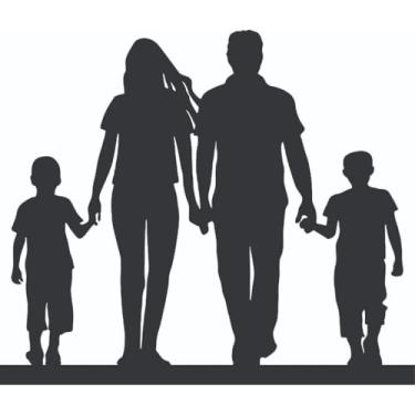 Imagem de Enfeite Decorativo de Mesa Silhueta Família em MDF para Sala Quarto Escritório Decoração Moderna (Casal filhos SL-F06)