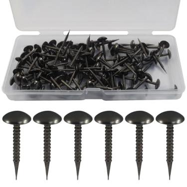 Imagem de Moicstiy 100 peças de mini tachinhas de estofamento, 8 mm x 20 mm com perna rosqueada para sofá, cama, quadro de mensagens e paredes de fotos (preto)