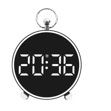 Imagem de Relógio Digital para Mesa - Display de Led com Luz Noturna, Exibe Temperatura, Função de Despertador, Carregável via USB ou Pilha (Led Branco)