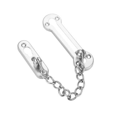 Imagem de Corrente de aço inoxidável, corrente de trinco de porta, corrente de porta, kit de corrente de fácil instalação, ferragens domésticas para armários, cercas, alojamento de viagem, portas residenciais