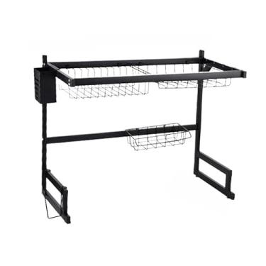 Imagem de Dupla camada Escorredor De Louças Organizador Aço Inoxidável Com Porta Copos e Porta Talher Para Pia(65cm)