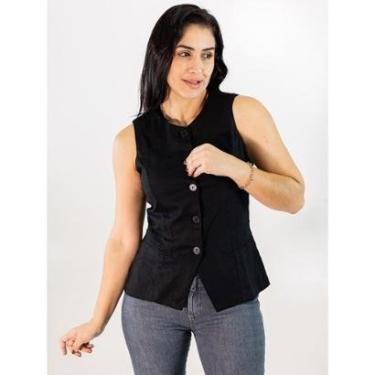 Imagem de Colete Feminino Alfaiataria Alongado Linho Preto Off Anticorpus-Feminino