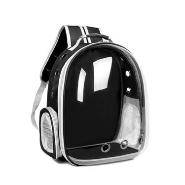 Imagem de Mochila de Transporte para Pet com Visor Panorâmico Transparente, Design Cápsula Espacial, Ventilação Eficiente, Plástico e Poliéster, 29x27x42 cm, para Gatos e Cães Pequenos (Preto)