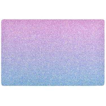 Imagem de TSENQUE Tapete de porta engraçado gradiente com glitter ombré, decoração de varanda, tapete de piso impermeável, lavável, tapetes de entrada para casa, 81 x 50 cm