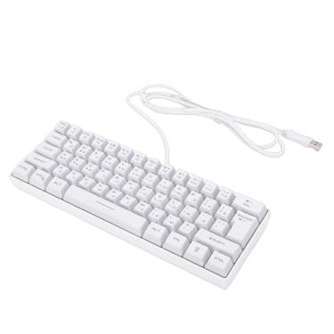 Imagem de Yunseity Teclado Mecânico Russo para Jogos, Teclado Com Fio RGB Compacto de 61 Teclas Com Luz de Fundo Ajustável, para Jogos de PC, Trabalho, Viagem de Negócios (WHITE)
