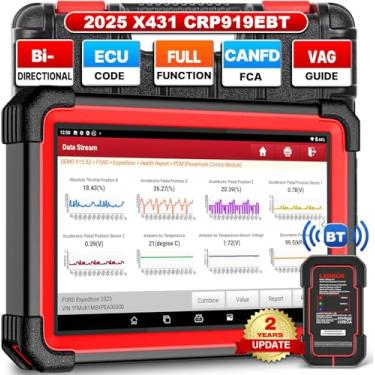 Imagem de LAUNCH Scanner X431 CRP919EBT Elite OBD2, ferramenta de digitalização bidirecional 2024 com DBSCAR, codificação ECU, CANFD&DOIP, sistema completo, 35+ reinicialização, FCA AutoAuth, guia V.A.G,