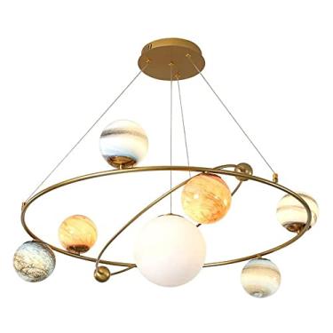 Imagem de Luminária pendente de vidro para interiores, lustre moderno com formato de planeta, estrela espacial, decoração para quarto infantil, luminária suspensa sofisticada para sala de estar, sala