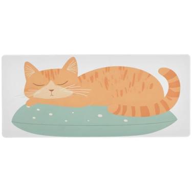 Imagem de Almofada de gato sonolento, tapete de rato menta, para jogos e escritório, tapete de rato longo, 80 x 30 cm, superfície lisa e antiderrapante