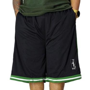 Imagem de Bermuda Basquete Plus Size M10 Preto Verde Fire T Alt-Masculino