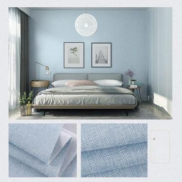 Imagem de mwpqbd Pano de parede de linho nórdico simples engenharia de hotel decoração de casa sem costura tecido grosso impermeável retardador de chamas 1 metro quadrado (MC5-09 azul montanha)