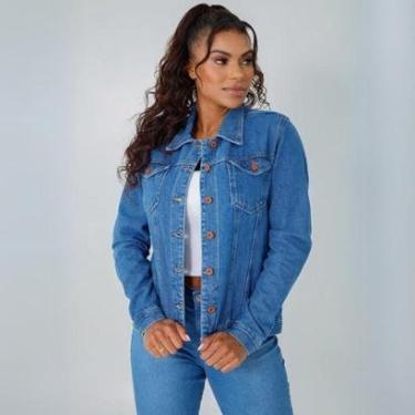 Imagem de Jaqueta Feminina Jeans Tradicional Botões Ferrugem Azul-Feminino