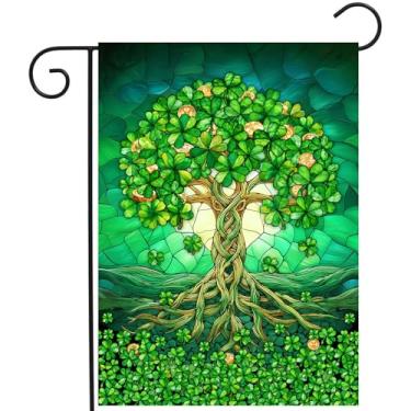 Imagem de Bandeira de jardim do dia de São Patrício, 30,5 x 45,7 cm, dupla face, trevo, trevo, árvore, vida, boas-vindas, feriado, quintal, sinalização para São Patrício, primavera, decoração ao ar livre
