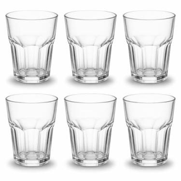 Imagem de Jogo De 6 Copos De Vidro 400ml Estilo Clássico Com Facetas Long Drink Linha Premium