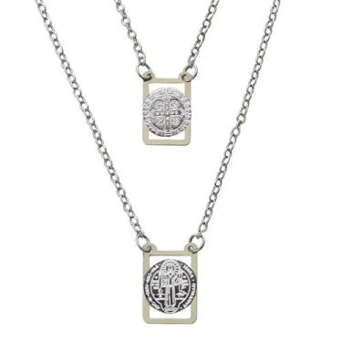 Imagem de Escapulário São Bento Aço inox Recortado 1,50x32 cm - Lua Mística