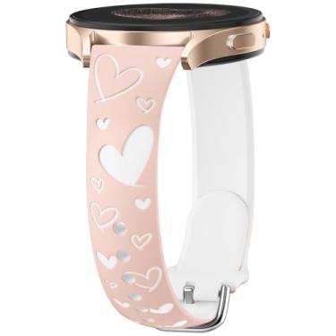 Imagem de Wepro Pulseira feminina de silicone fina gravada de 20 mm para Samsung Watch 7 para Galaxy Watch 6 5 4 FE Active 2 de 40 mm, 44 mm, 6, 4, clássico de 43 mm, 47 mm, 42 mm, 46 mm, 5 Pro, 45 mm, 3, 41 mm